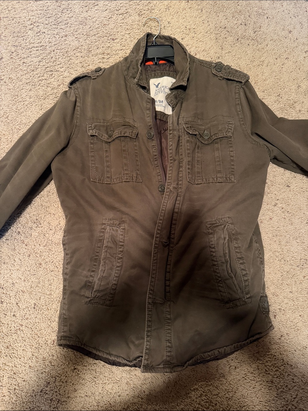 American Eagle Outfitters Brown Jacket with Red Trim